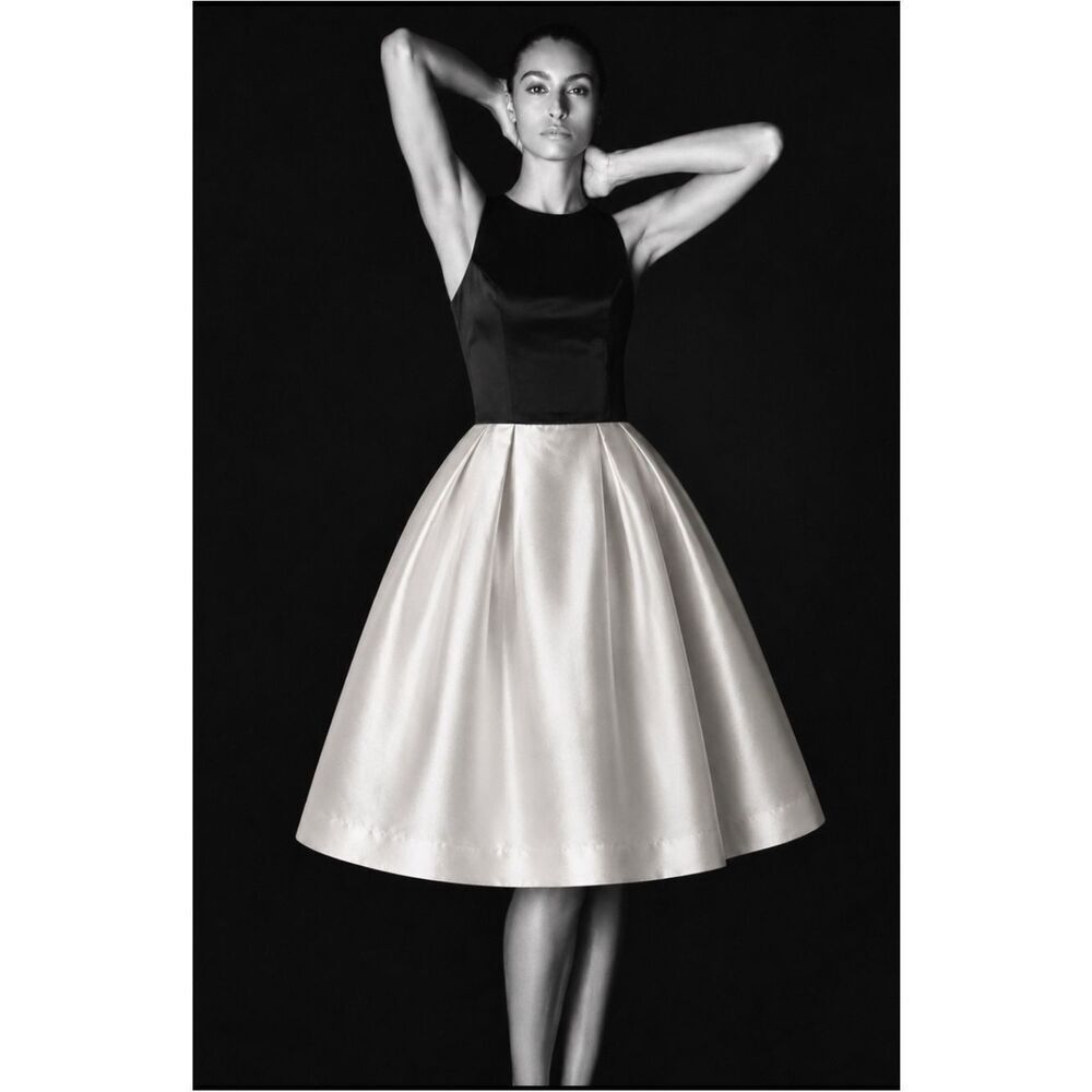 Wayne Clark Classic Evening Old Hollywood Black and Ivory Dress Size 8